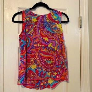 Lilly Pulitzer silk tank top with buttons down the back XS